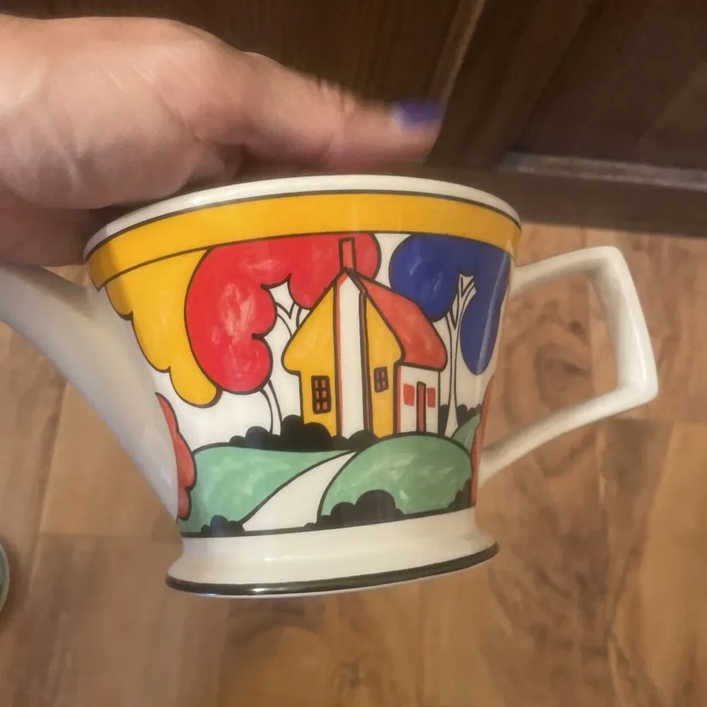 Vintage Sadler Art Deco Colorful Tea Pot Inspired By Clarice Cliff England